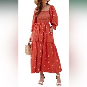 Amazon Red Floral Maxi Dress